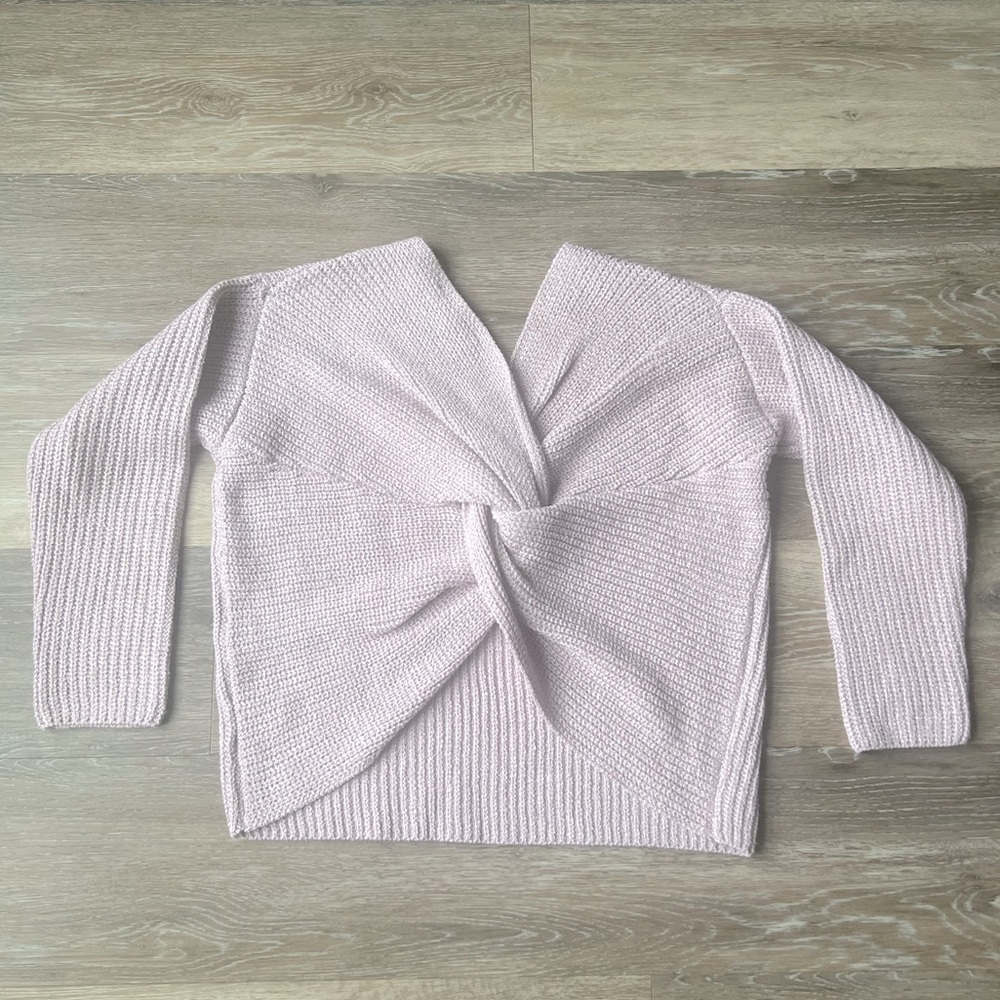 ASTR the Label Twist Back Ribbed Sweater, Lilac